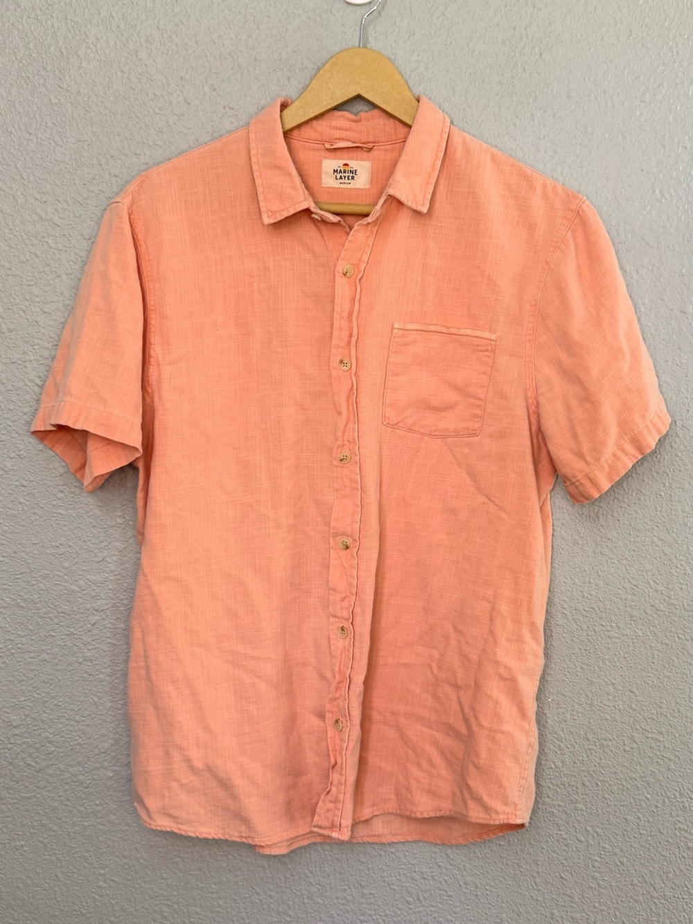 Marine Layer | Stretch Selvage Short Sleeve Shirt | Canyon Sunset | Size Medium